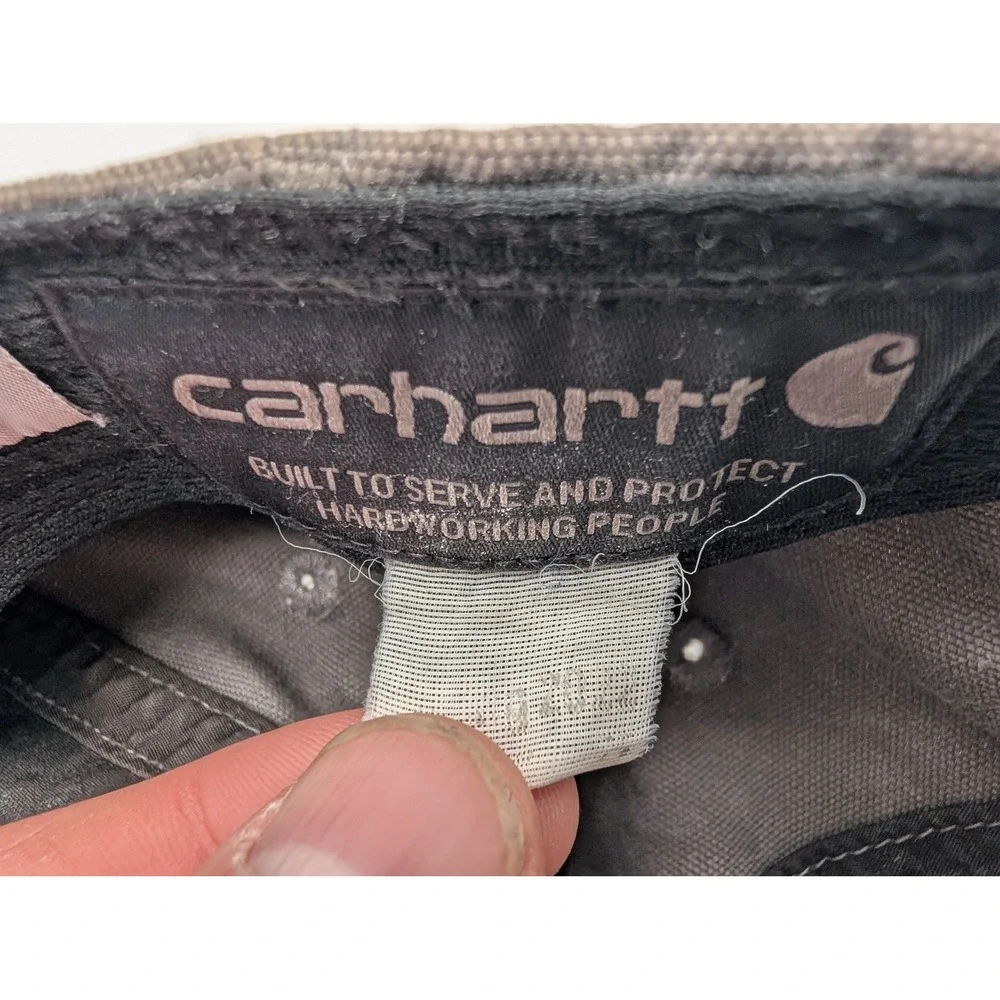 Carhartt Bonefish Grill Gray Canvas Baseball Cap Hat Adjustable Strap Distressed